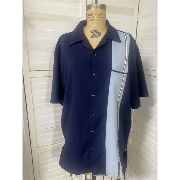 Vintage Anchor Black Blue Button Up Shirt Men’s Tony Soprano Cubana Sz XL - Picture 1 of 9